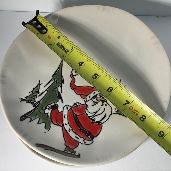 4 Salad / Dessert Plates Eli & Ana Handmade Whimsy Santa 8 1/2"  New - Picture 8 of 9
